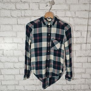 AEO Boyfriend Fit Plaid Button-Up Shirt, XXS